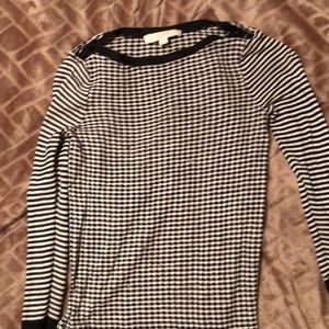 Sheer loft 3/4 black and white sweater